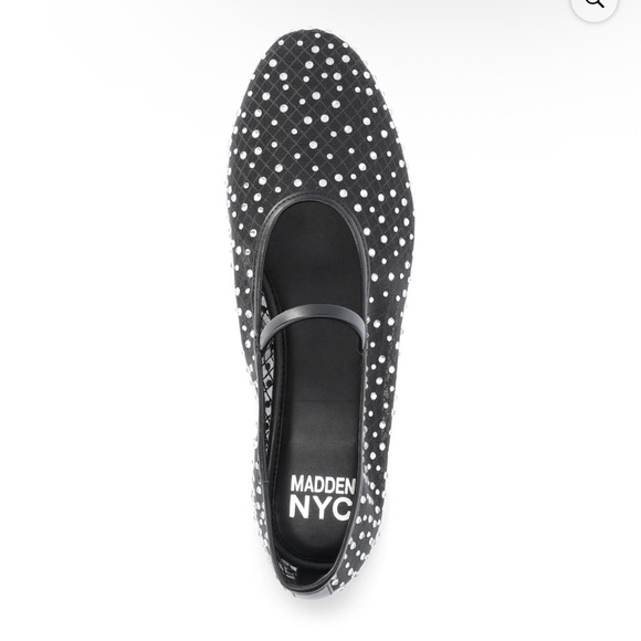 Black Mesh Ballet Flats with Rhinestones - Picture 3 of 4